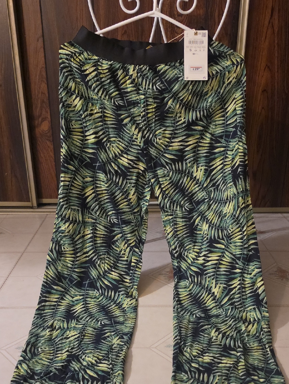 Zara Tropical Leaf Print Lounge Pants - BNWT - Green Size Small